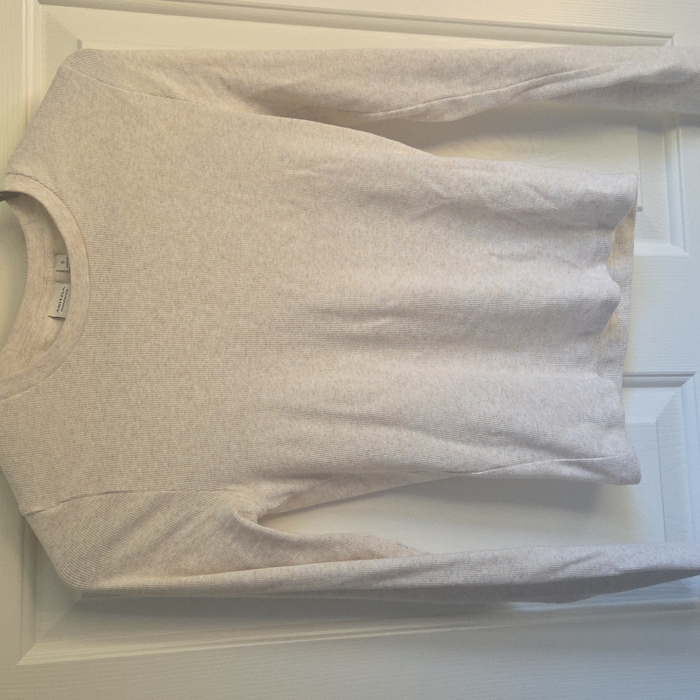 Aritzia Beige Ribbed Long Sleeve Top